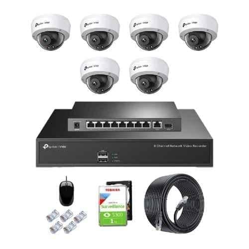 TP-Link VIGI C230I 3MP Indoor Network IP Combo Kit with 8 Channel NVR, 6 Cameras, 10 Port POE Switch, 1TB HDD & D-LINK 100M LAN Cable & Connectors