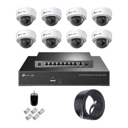 TP-Link VIGI C240I 4MP Indoor Network IP Combo Kit with 8 Channel NVR, 8 Cameras, 10 Port POE Switch, D-LINK 100M LAN Cable & Connectors