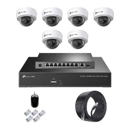 TP-Link VIGI C240I 4MP Indoor Network IP Combo Kit with 8 Channel NVR, 6 Cameras, 10 Port POE Switch, D-LINK 100M LAN Cable & Connectors