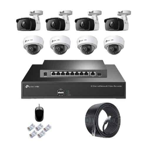 TP-Link VIGI C240I & C340I 4MP Indoor & Outdoor Network IP Combo Kit with 8 Channel NVR, 8 Camera, 10 Port POE Switch, D-LINK 100M LAN Cable