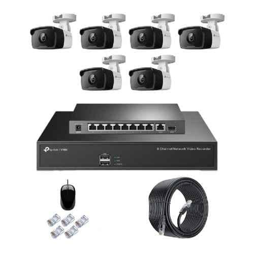 TP-Link VIGI C320I 2MP Outdoor Network IP Combo Kit with 8 Channel NVR, 6 Cameras, 10 Port POE Switch, D-LINK 100M LAN Cable & Connectors