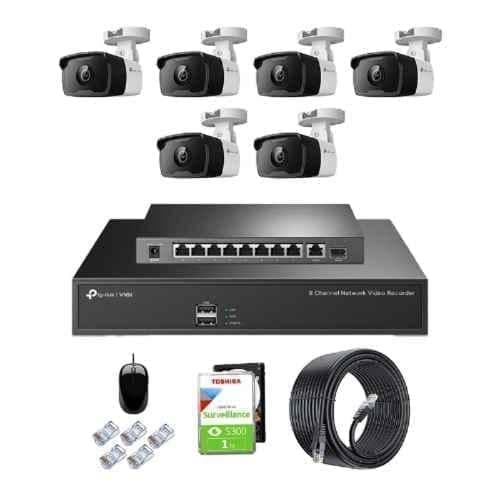 TP-Link VIGI C320I 2MP Outdoor Network IP Combo Kit with 8 Channel NVR, 6 Cameras, 10 Port POE Switch, 1TB HDD, D-LINK 100M LAN Cable & Connectors