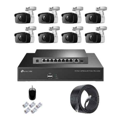 TP-Link VIGI C320I 2MP Outdoor Network IP Combo Kit with 8 Channel NVR, 8 Cameras, 10 Port POE Switch, D-LINK 100M LAN Cable & Connectors