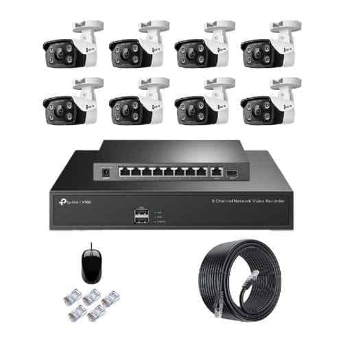 TP-Link VIGI C350 5MP Full Colour Outdoor Network IP Combo Kit with 8 Channel NVR, 8 Cameras, 10 Port POE Switch, D-LINK 100M LAN Cable