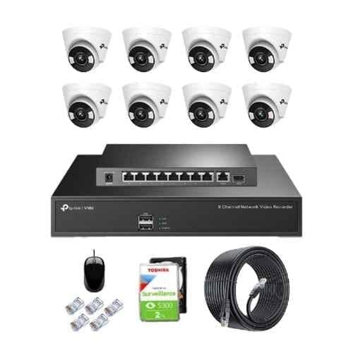 TP-Link VIGI C430 3MP Full Colour Indoor Network IP Combo Kit with 8 Channel NVR, 8 Cameras, 10 Port POE Switch, 2TB HDD, D-LINK 100M LAN Cable
