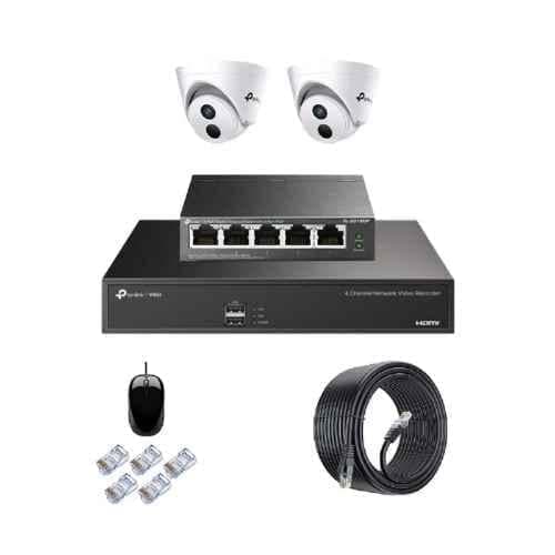 TP-Link VIGI C430I 3MP Indoor Network IP Combo Kit with 4 Channel NVR, 2 Cameras, 5 Port POE Switch, D-LINK 100M LAN Cable & Connectors