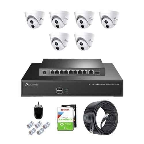 TP-Link VIGI C430I 3MP Indoor Network IP Combo Kit with 8 Channel NVR, 6 Cameras ,10 Port POE Switch, 1TB HDD, D-LINK 100M LAN Cable & Connectors