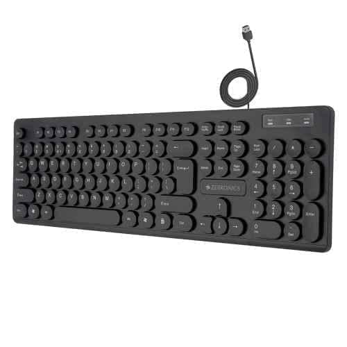 Zebronics K24 104Key Black Wired USB Keyboard with 1.5m Textured Cable