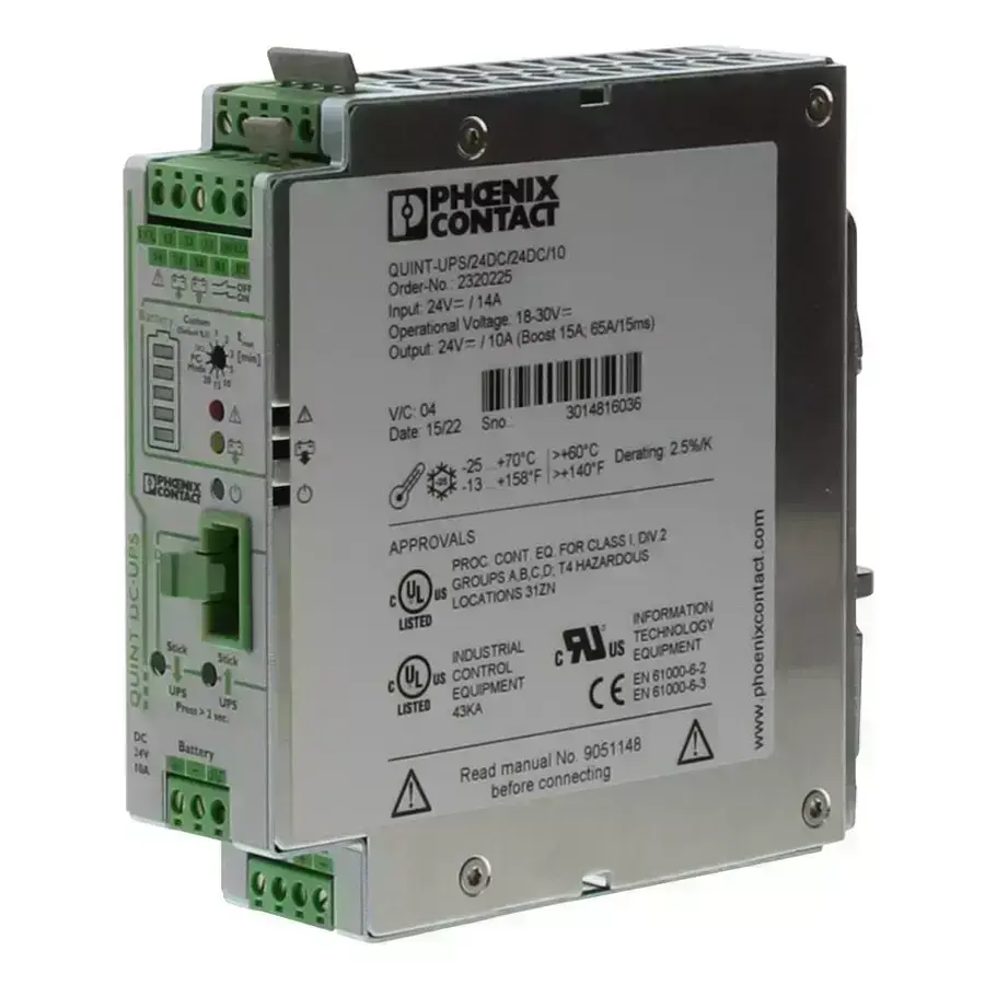Phoenix Contact DC / DC UPS - Uninterruptible Power Supplies PSU, DIN RAIL, 24V, 10A, 2320225